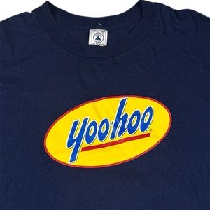 Vintage Y2K Yoo-Hoo Chocolate Drink Graphic Logo T-shirt Navy Blue Mens Size XL